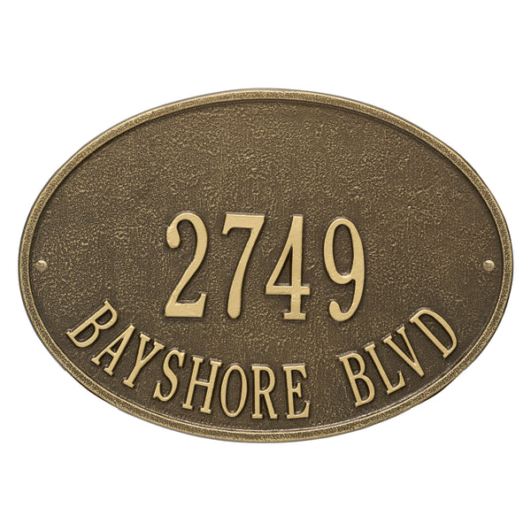 Whitehall Hawthorne Oval Standard Wall Address Plaque (Two Line) 2923AB