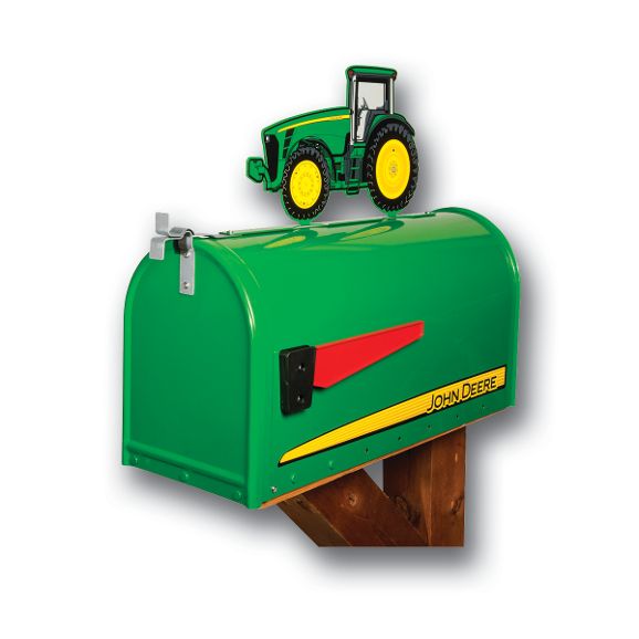 John Deere Mailbox Rural Post Mount with Tractor Topper 8000 Series RMB-JD8000