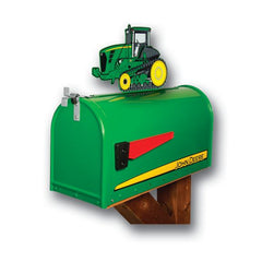 John Deere Mailbox Rural Post Mount with Tractor Topper RMB-JD9000T