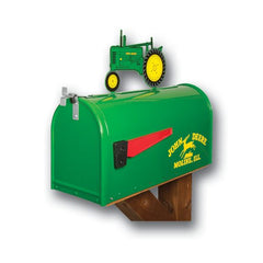 John Deere Mailbox Rural Post Mount with Tractor Topper